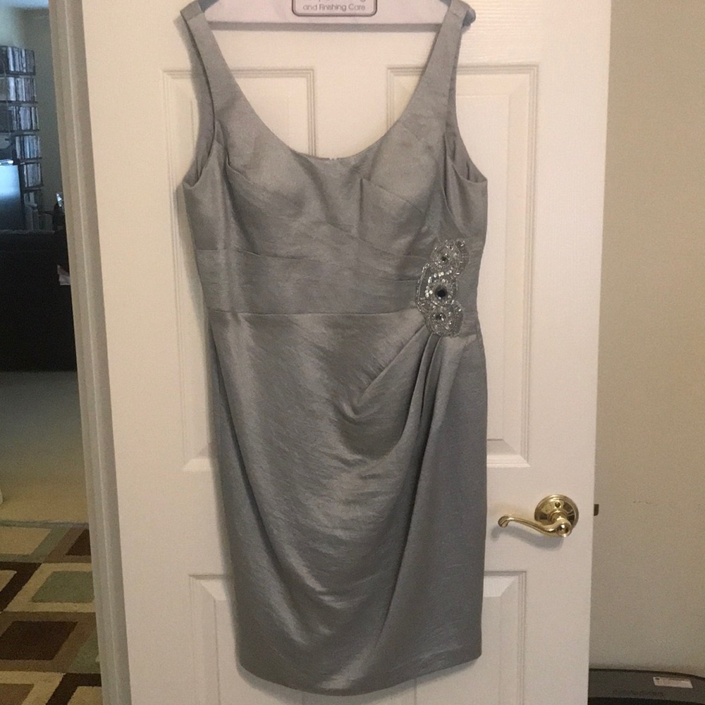 Adrianna Papell Silver Evening Dress